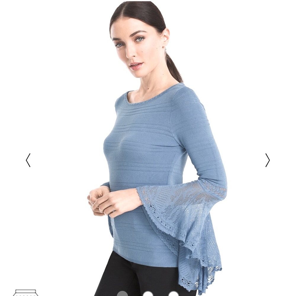 WHBM flutter sleeve sweater, pale blue